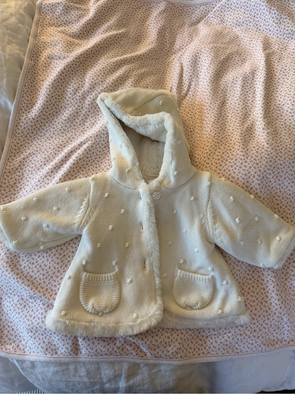 Mayoral Cream Hooded Knit Jacket